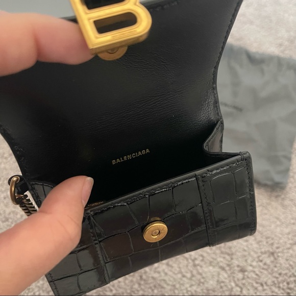 Balenciaga Croc Embossed Hourglass Card Case with Chain - Picture 6 of 6